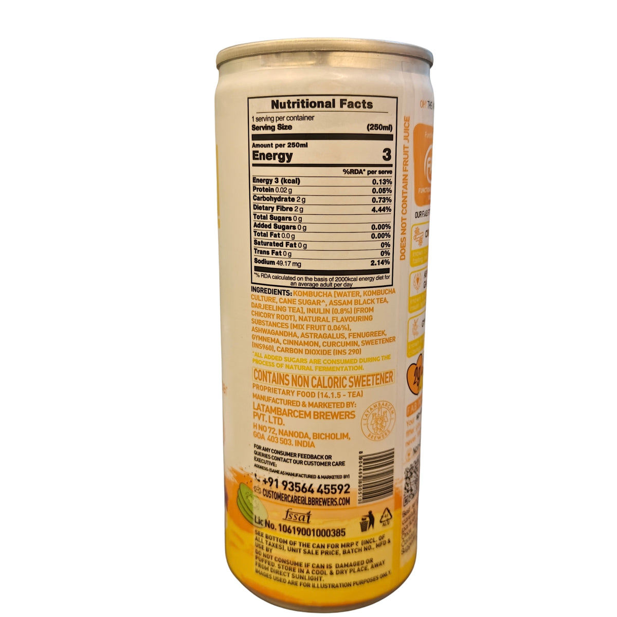 Oh! Fiji Fruit Punch Zero Sugar Prebiotic Kombucha Seltzer, 250ml