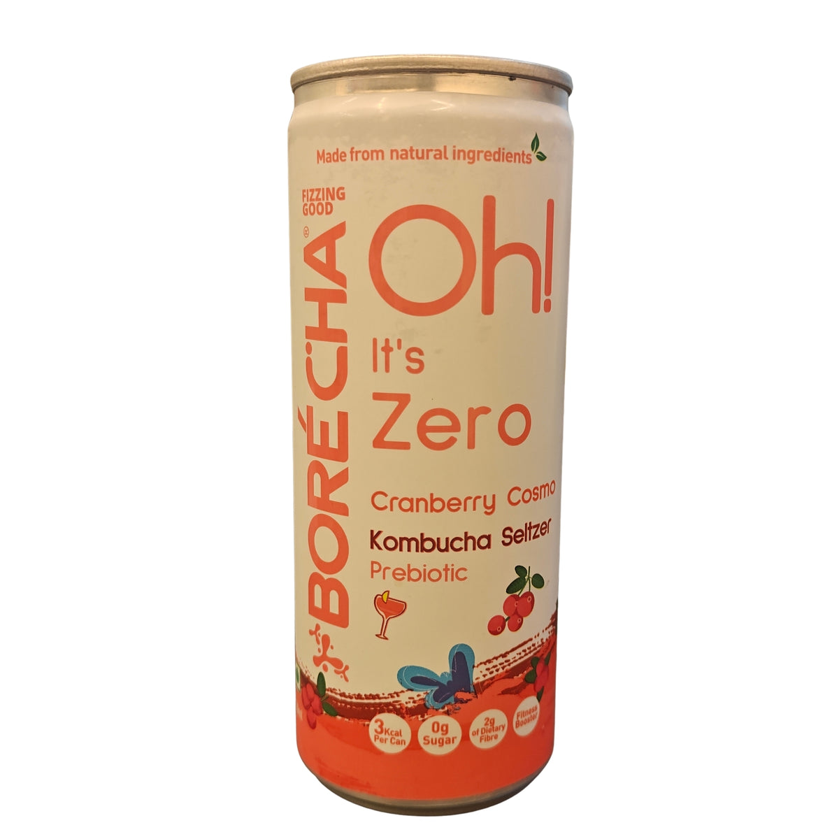 Oh! Cranberry Cosmo Zero Sugar Prebiotic Kombucha Seltzer, 250ml