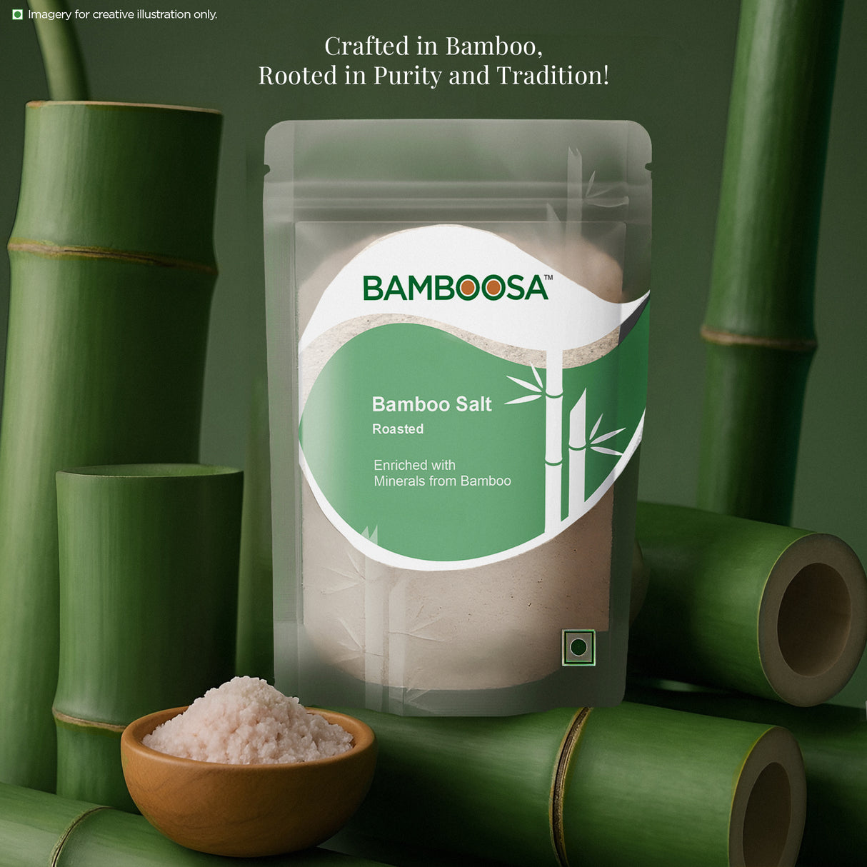 Bamboosa 3x Bamboo Roasted Salt,250g (Mineral-Rich, Alkaline Salt for Cooking & Wellness)