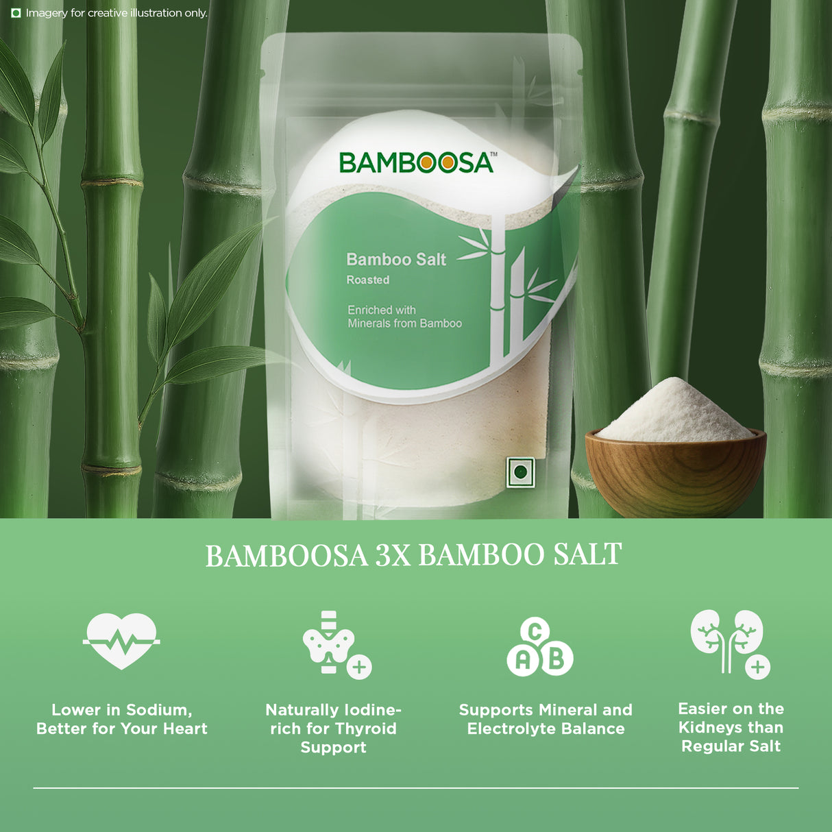 Bamboosa 3x Bamboo Roasted Salt,250g (Mineral-Rich, Alkaline Salt for Cooking & Wellness)