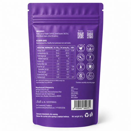 The Only Fruit Pops Banana & Chocolate, 60g (Made with Banana & Organic Cacao | No Added Sugar | 7.26g Protein | 4.10g Fibre | No Preservatives or Artificial Colours & Flavours)