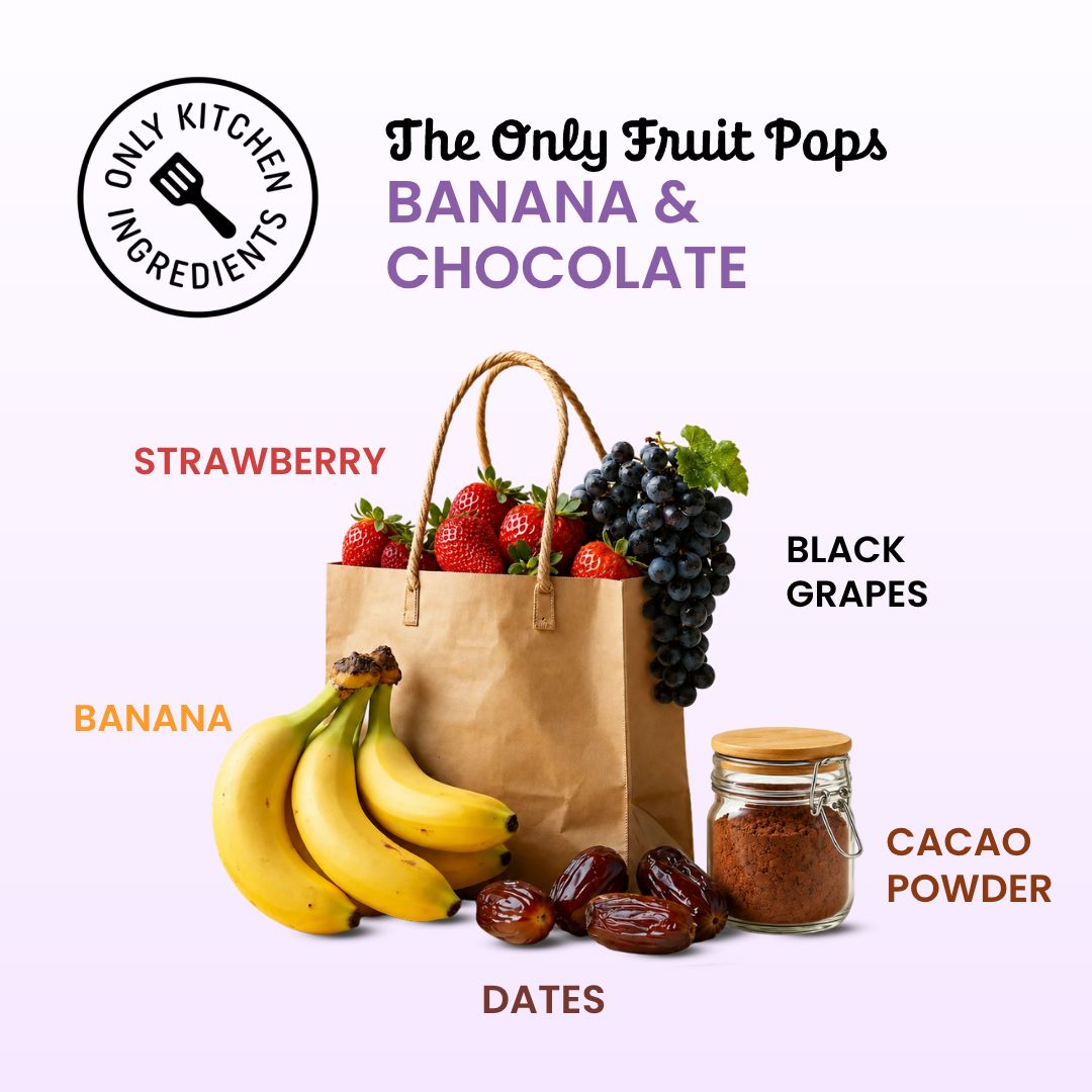 The Only Fruit Pops Banana & Chocolate, 60g (Made with Banana & Organic Cacao | No Added Sugar | 7.26g Protein | 4.10g Fibre | No Preservatives or Artificial Colours & Flavours)