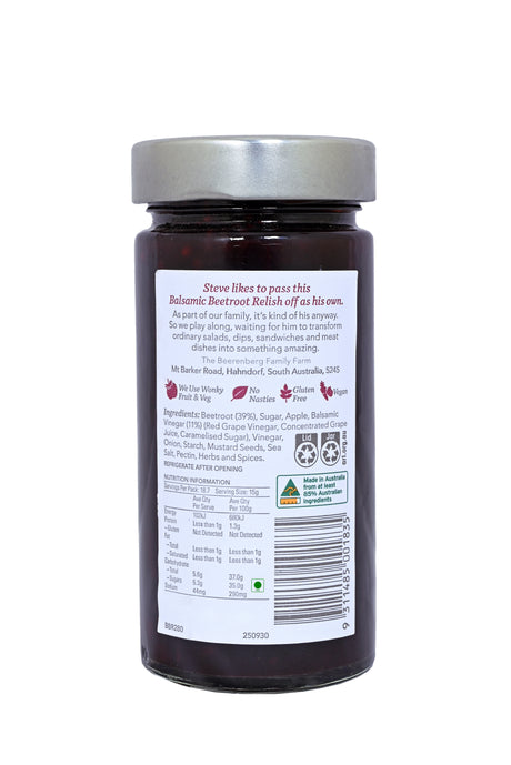 Beerenberg Balsamic Beetroot Relish, 280g (Beetroot Relish with Balsamic Vinegar)