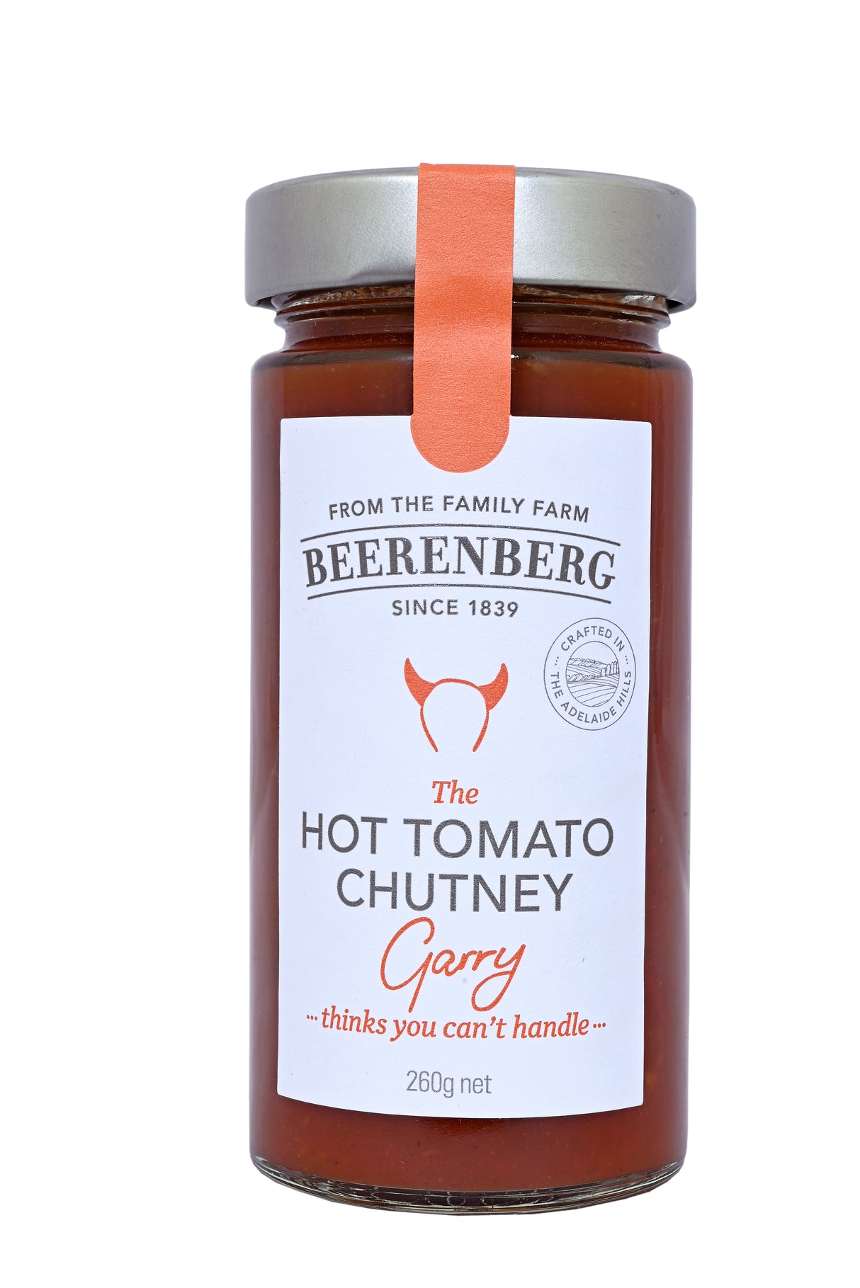 Beerenberg Hot Tomato Chutney, 260g (Spicy Australian Tomato Chutney with Chilli & Spices)