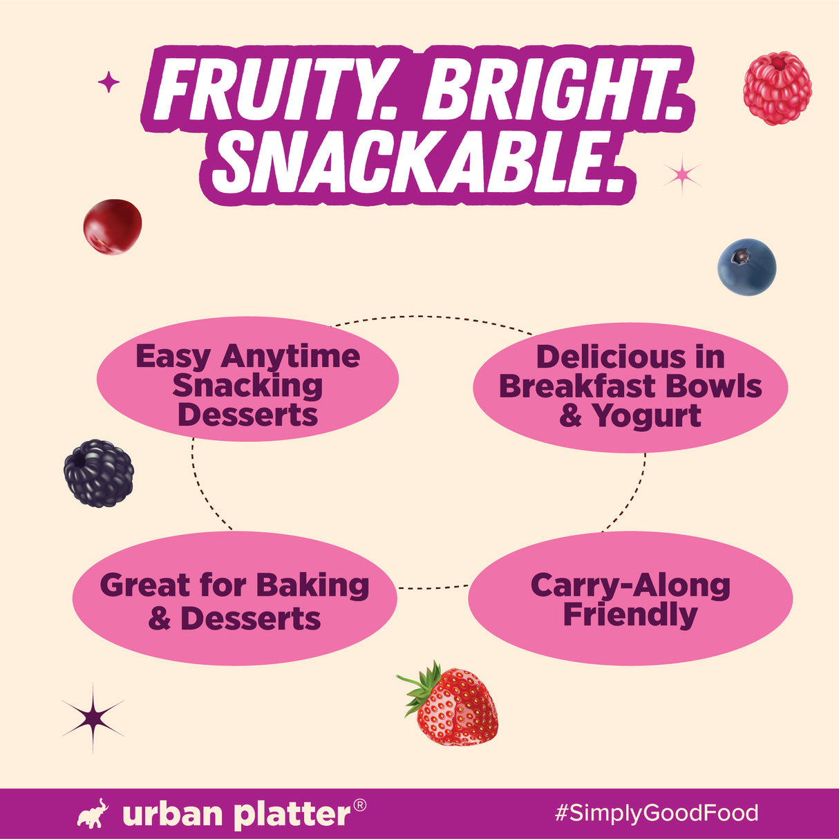 Urban Platter Berry Blend Trail Mix, 200g (Dried Berry Snack Mix with Cranberries, Blueberries & More | Sweet & Tangy Travel-Friendly Snack)