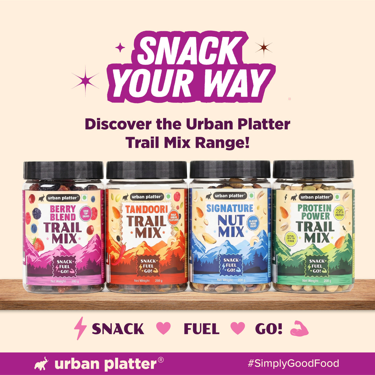 Urban Platter Berry Blend Trail Mix, 200g (Dried Berry Snack Mix with Cranberries, Blueberries & More | Sweet & Tangy Travel-Friendly Snack)