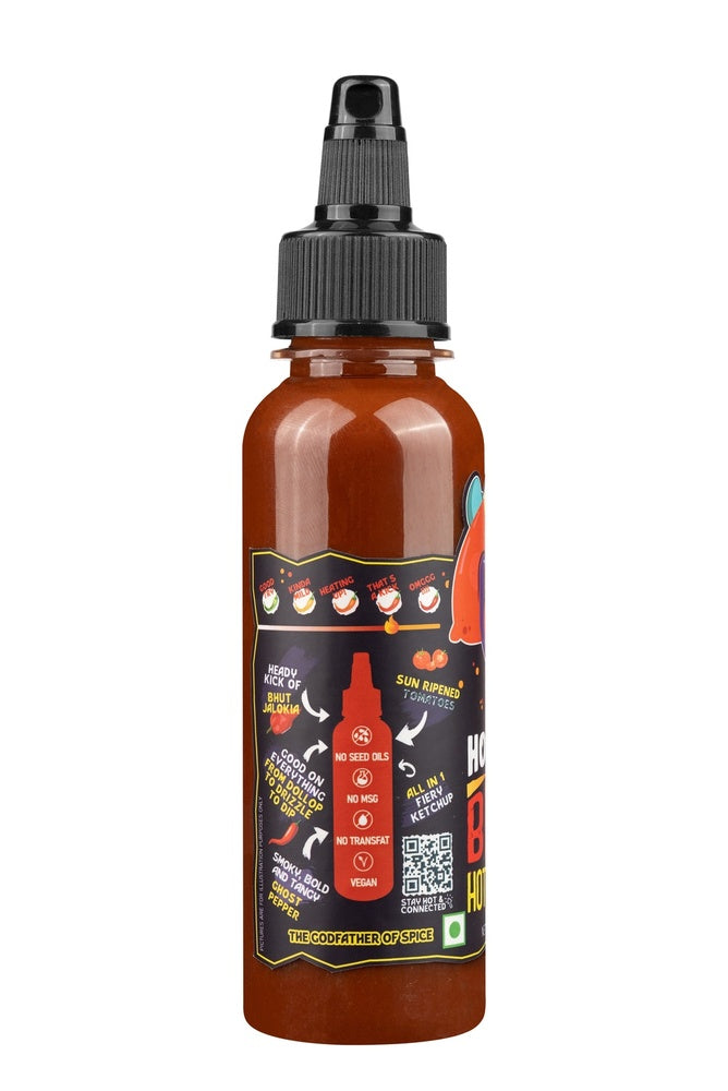 Hotchaa! Bhut Hot Ketchup, 170g (Made with Global Flavours & Desi Spice, NO MSG, Made with Bhut Jalokia, Smoky, Bold, Tangy, All in 1, Flavourful, )