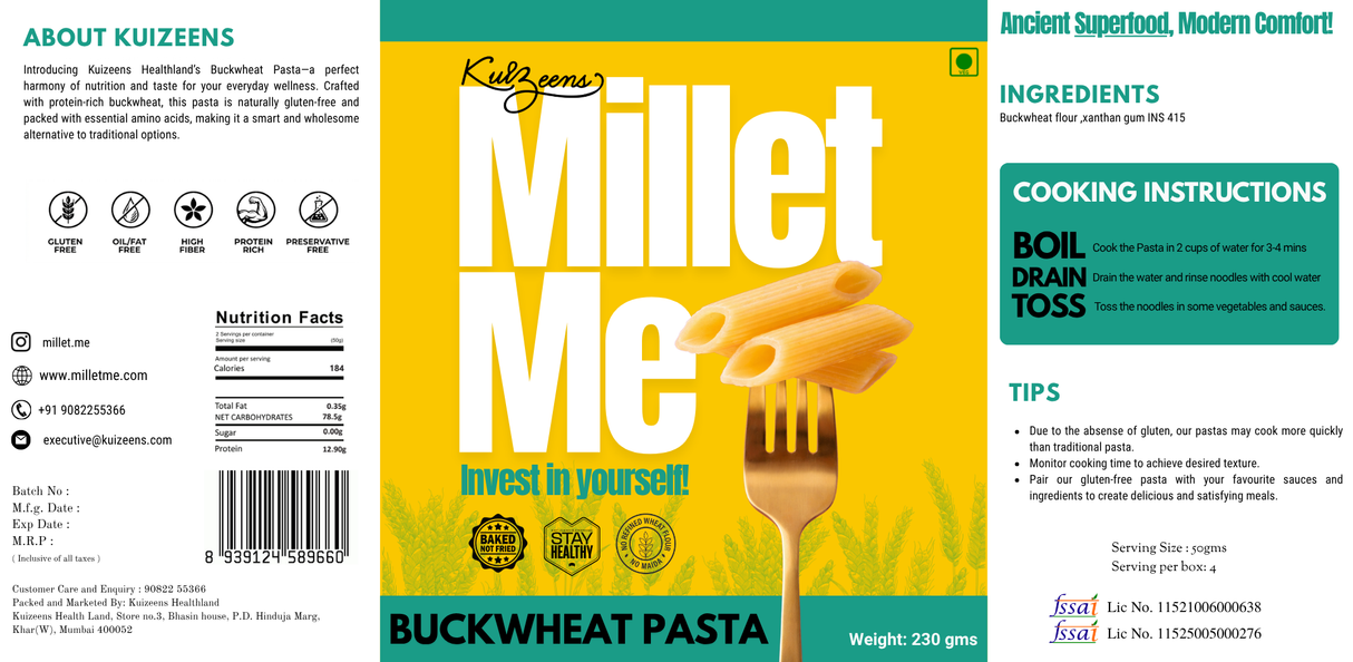 Buckwheat Pasta, 230g (100% Gluten-Free & Fasting Friendly)
