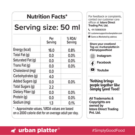 Urban Platter 100% Canadian Cranberry Juice, 350ml | No Added Sugar, Preservative-Free | Antioxidant-Rich, Supports UTI Health | Ideal for Cocktails & Mocktails