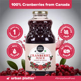 Urban Platter 100% Canadian Cranberry Juice, 946ml | No Added Sugar, Preservative-Free | Antioxidant-Rich, Supports UTI Health | Ideal for Cocktails & Mocktails