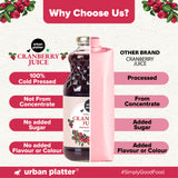 Urban Platter 100% Canadian Cranberry Juice, 946ml | No Added Sugar, Preservative-Free | Antioxidant-Rich, Supports UTI Health | Ideal for Cocktails & Mocktails