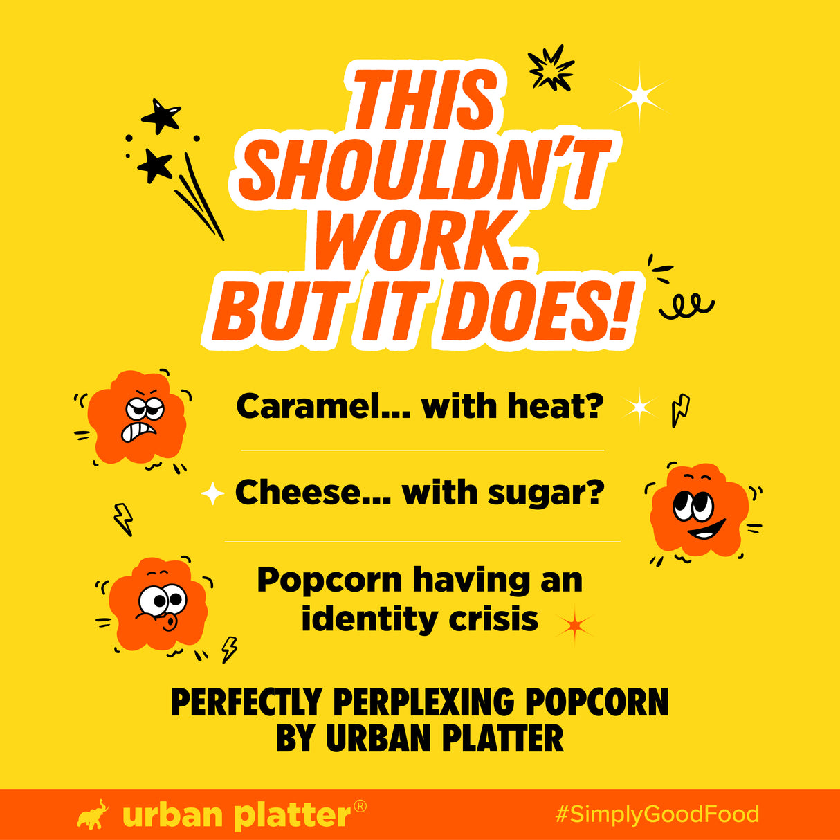 Urban Platter Perfectly Perplexing Popcorn - Cheeze Caramel, 150g (Tub of Caramel Popcorn with Umami Cheeze, Ready to eat snack)