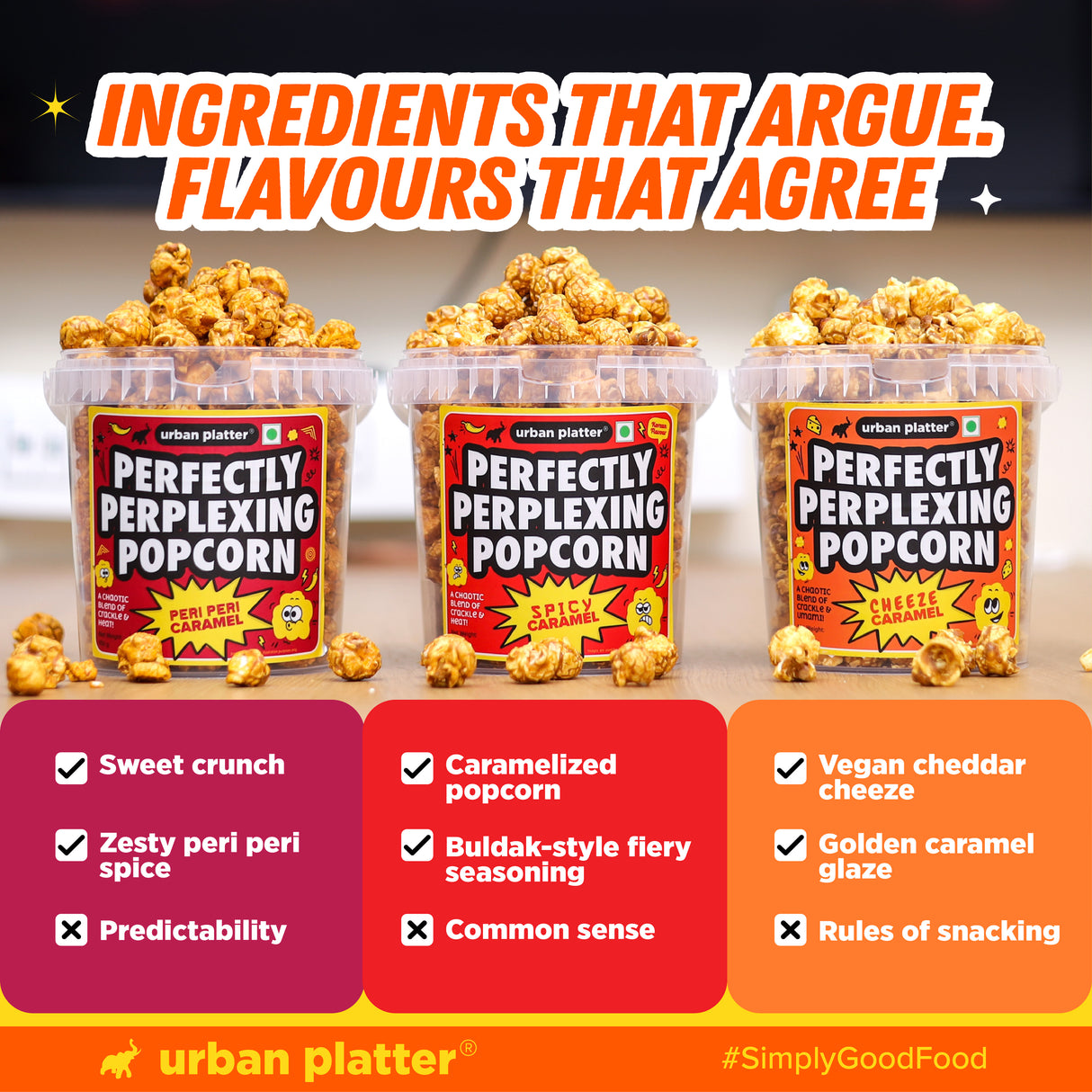 Urban Platter Perfectly Perplexing Popcorn - Cheeze Caramel, 150g (Tub of Caramel Popcorn with Umami Cheeze, Ready to eat snack)