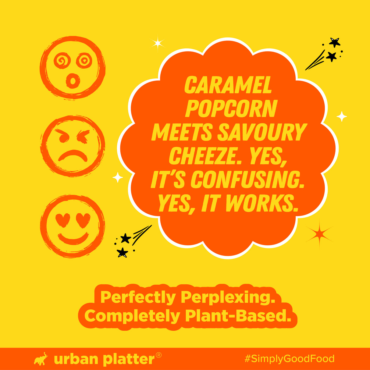 Urban Platter Perfectly Perplexing Popcorn - Cheeze Caramel, 150g (Tub of Caramel Popcorn with Umami Cheeze, Ready to eat snack)