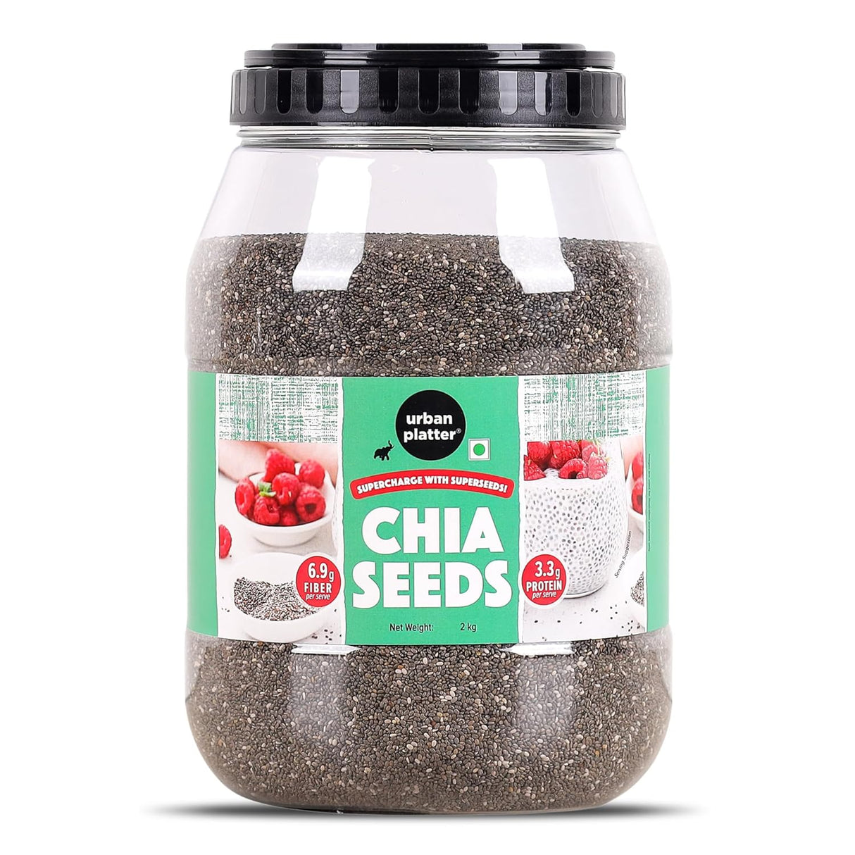 Urban Platter Black Chia Seeds, 2Kg (Rich in Omega-3, Fibre & Protein | Superfood)