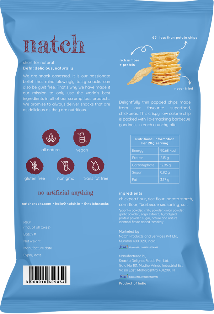 Natch Barbecue Popped Chips, 55g