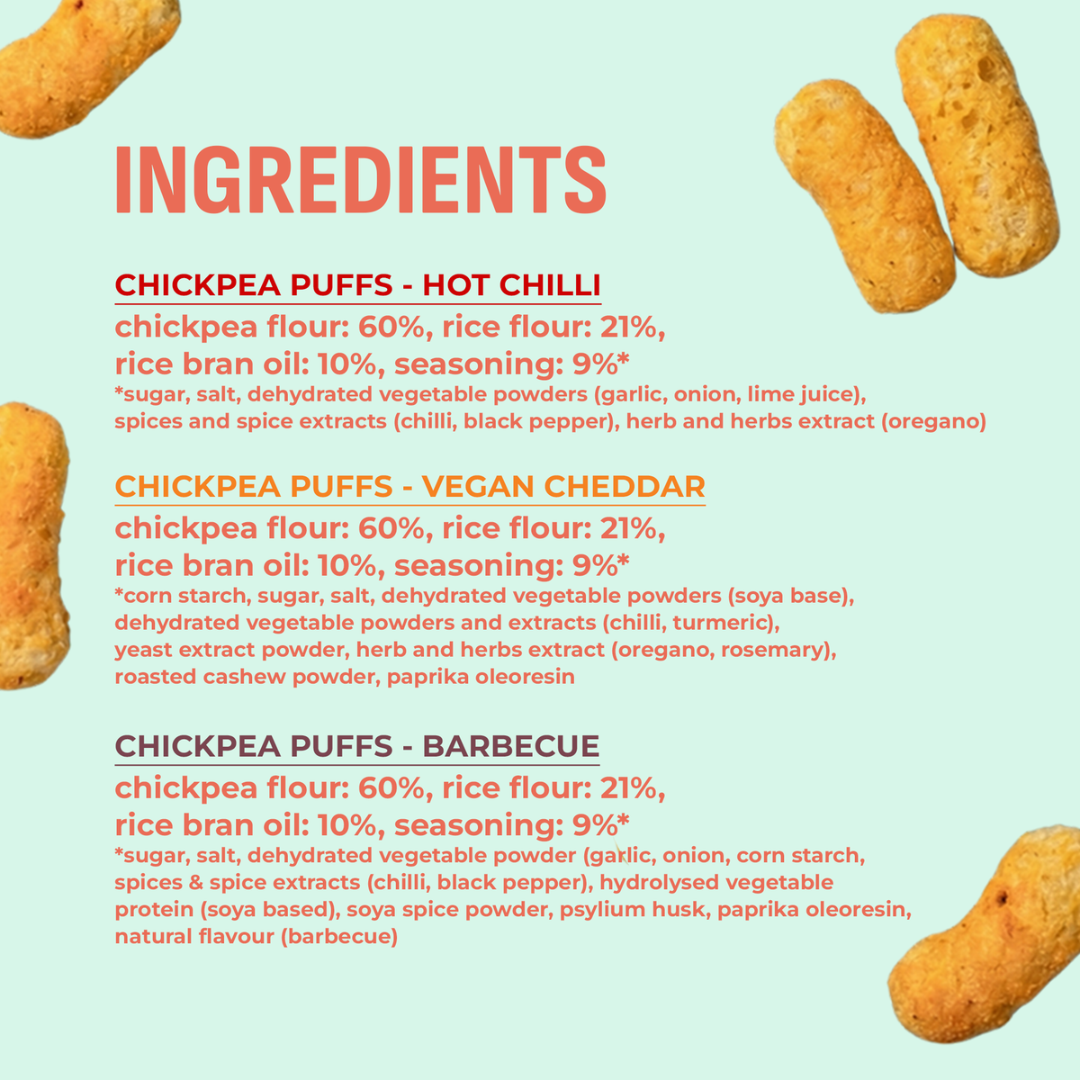 Assorted Chickpea Puffs Combo Pack, 60g x 3 (No Palm Oil, Not Fried, Tasty Snacks | Source Of Plant Based Protein And Fiber)