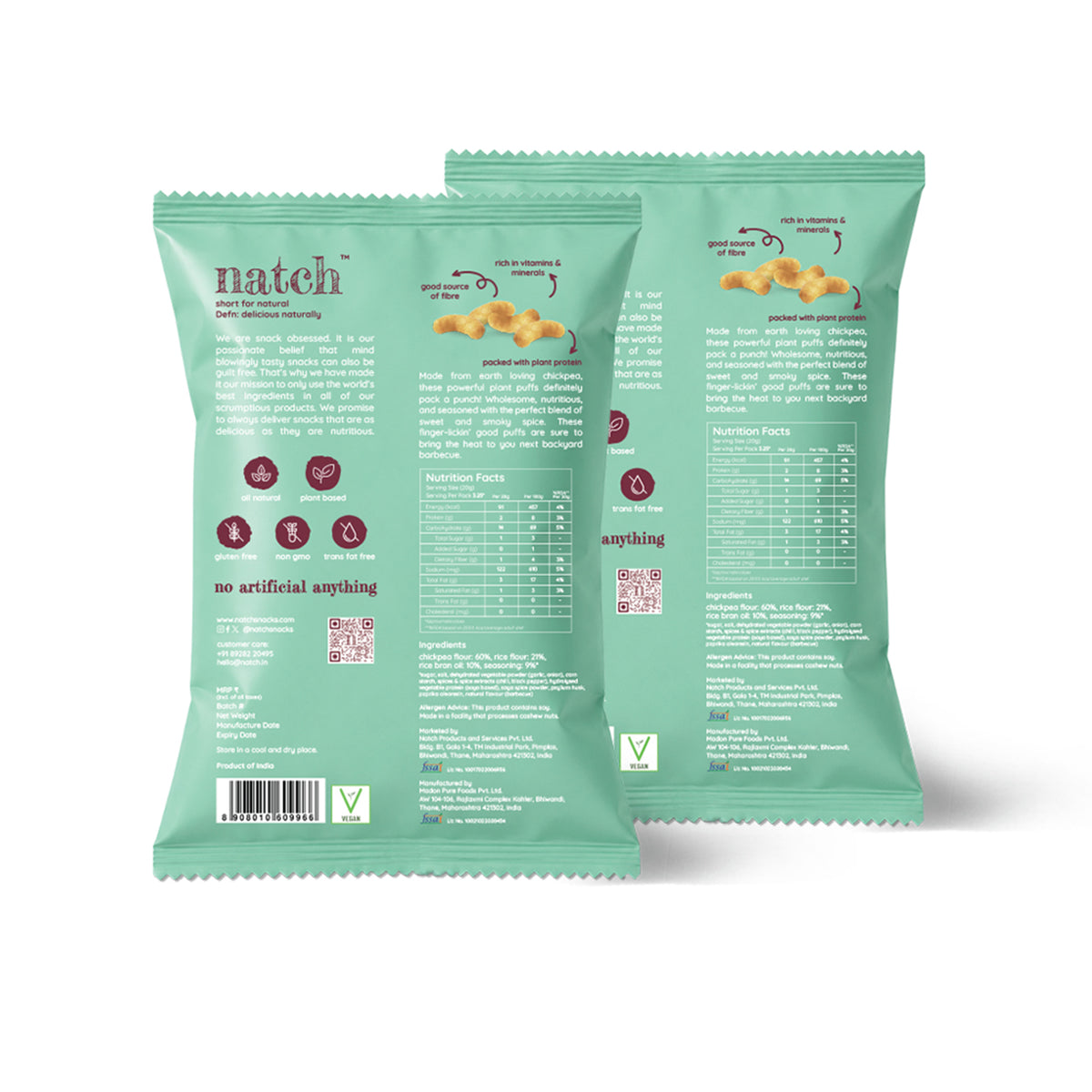 Barbecue Chickpea Puffs, 65g x 2 (No Palm Oil, Not Fried, Tasty Snacks | Source Of Plant Based Protein and Fiber)
