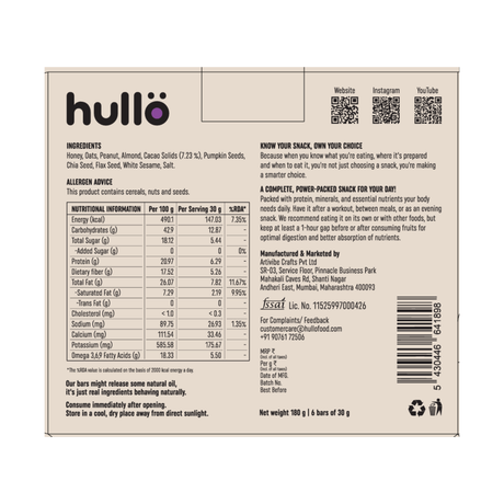 The Nuts & Seeds Bar - Honey, 180g (6x30g)
