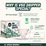 V60 Coffee Dripper, Size 02, 1 Piece (Pour Over Coffee Maker | Transparent Cone Brewer | Reusable Manual Coffee Dripper for Specialty Coffee| Ideal for 1-4 Cups)