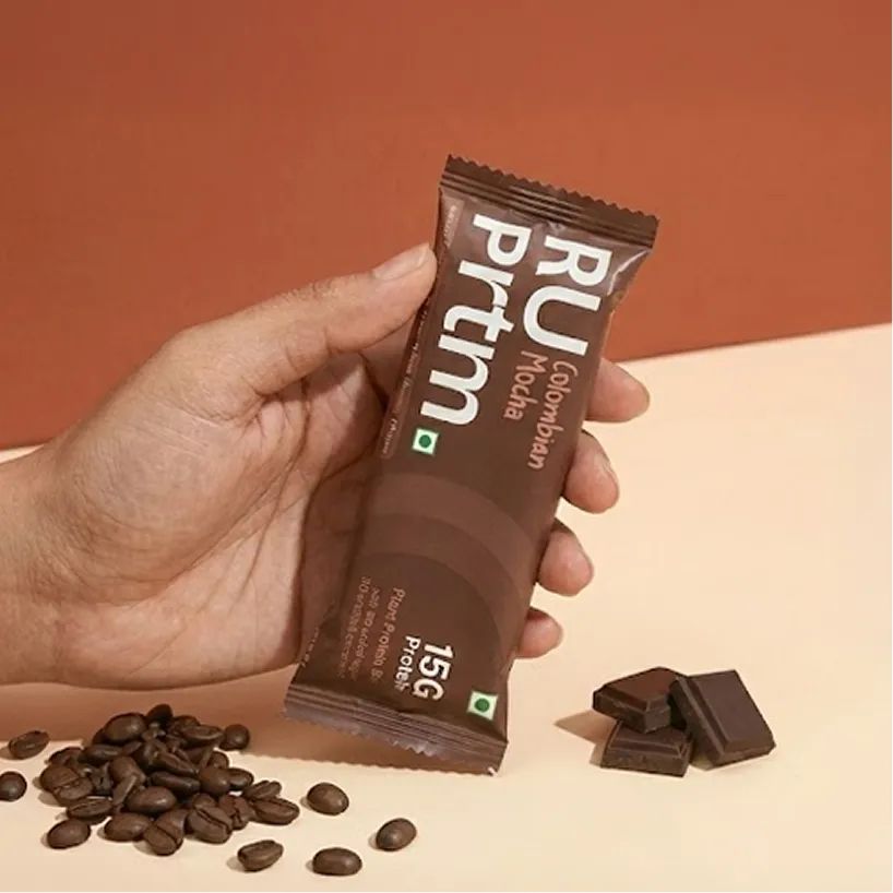 RU Prtn Colombian Mocha Plant Protein Bars,15g (Pack of 6, High Fiber, No Added Sugar, Coffee Energy Snack)