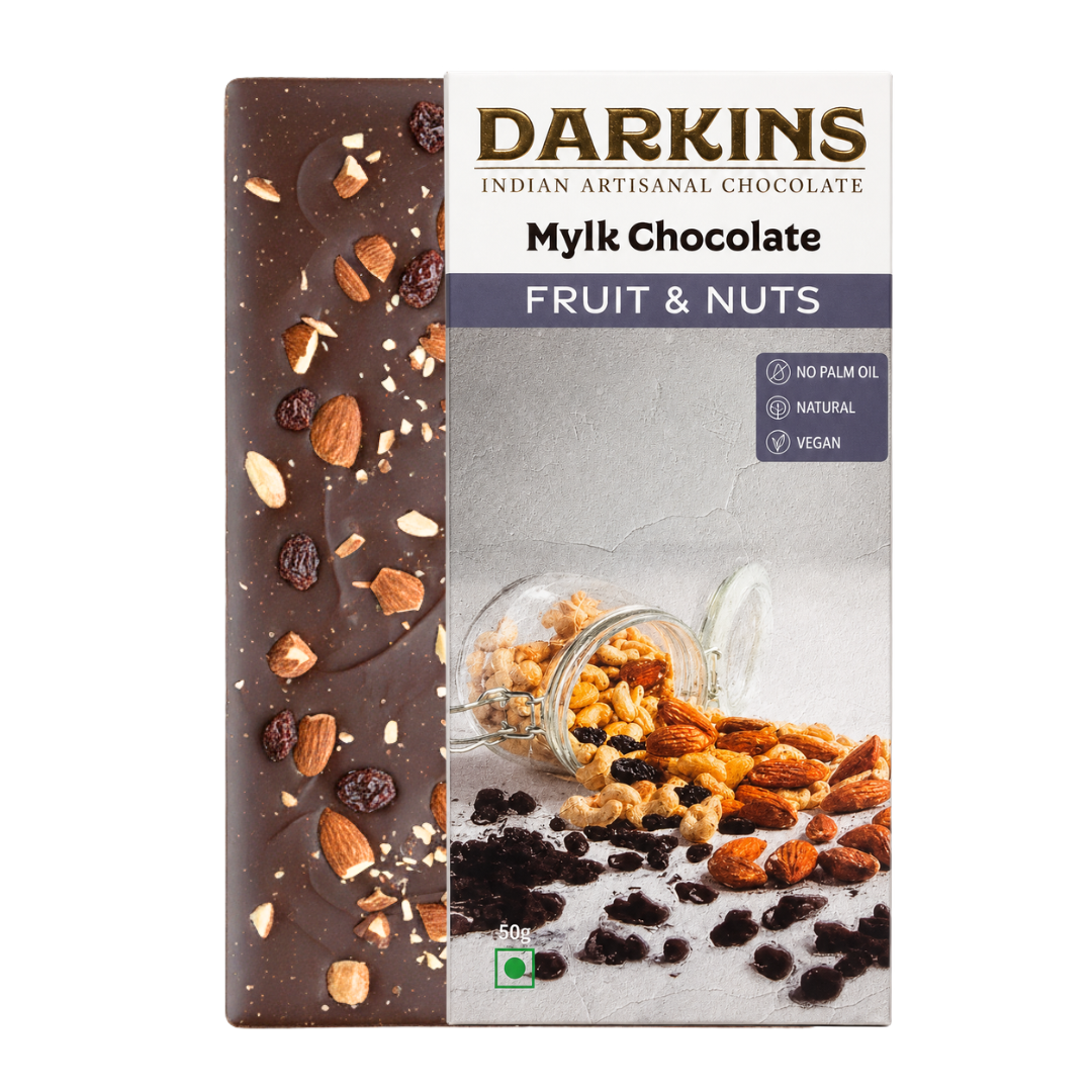 Fruit & Nuts Vegan Milk Chocolate Bar, 50g (Dairy-Free Plant-Based Chocolate with Roasted Nuts & Raisins | Made with Ethically Sourced Indian Cacao)