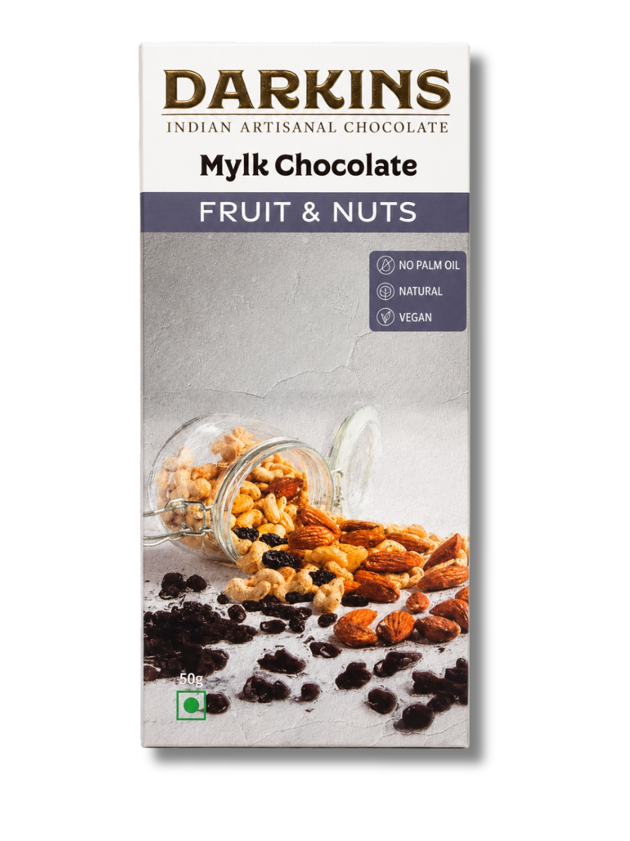 Fruit & Nuts Vegan Milk Chocolate Bar, 50g (Dairy-Free Plant-Based Chocolate with Roasted Nuts & Raisins | Made with Ethically Sourced Indian Cacao)
