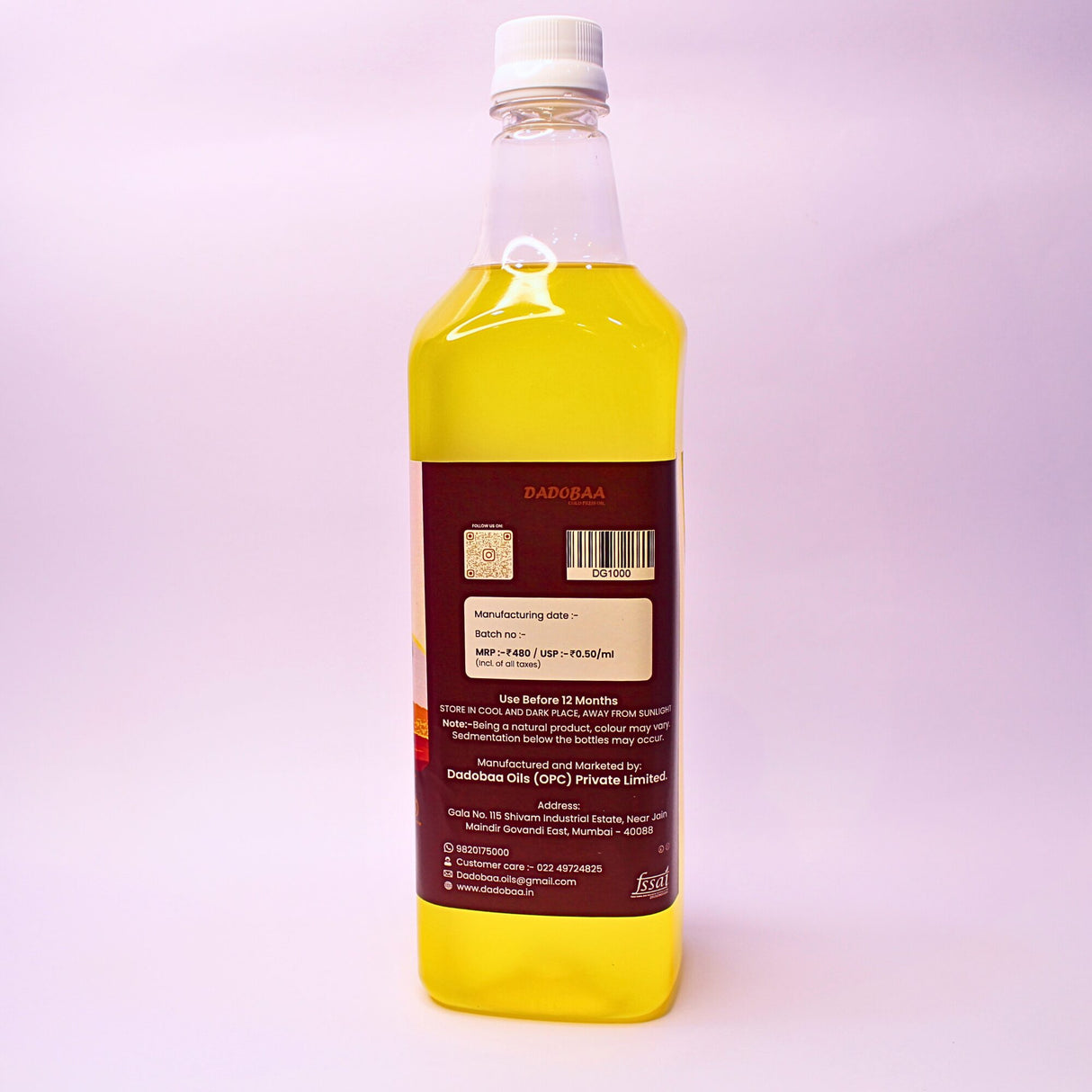 Dadobaa Wood Pressed Groundnut Oil, 950 ml