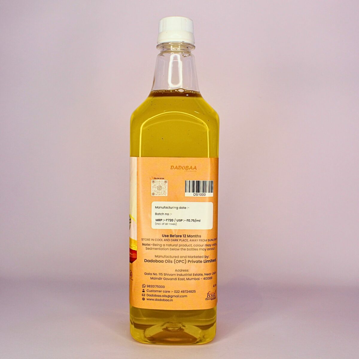 Dadobaa Wood Pressed White Sesame Oil, 950ml