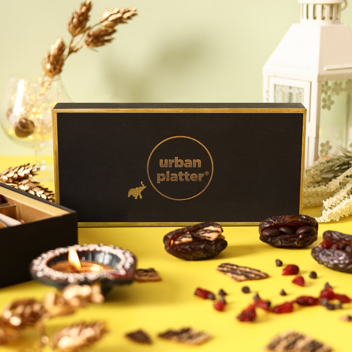 Urban Platter Stuffed Dates, 9 pc: Choco Cranberry Crunch (Medjoul Dates Stuffed with Chocolate Chips & Dried Cranberry, 100% Dark Chocolate Buttons and Crushed Waffle Chips)