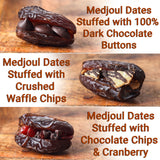 Urban Platter Stuffed Dates, 9 pc: Choco Cranberry Crunch (Medjoul Dates Stuffed with Chocolate Chips & Dried Cranberry, 100% Dark Chocolate Buttons and Crushed Waffle Chips)