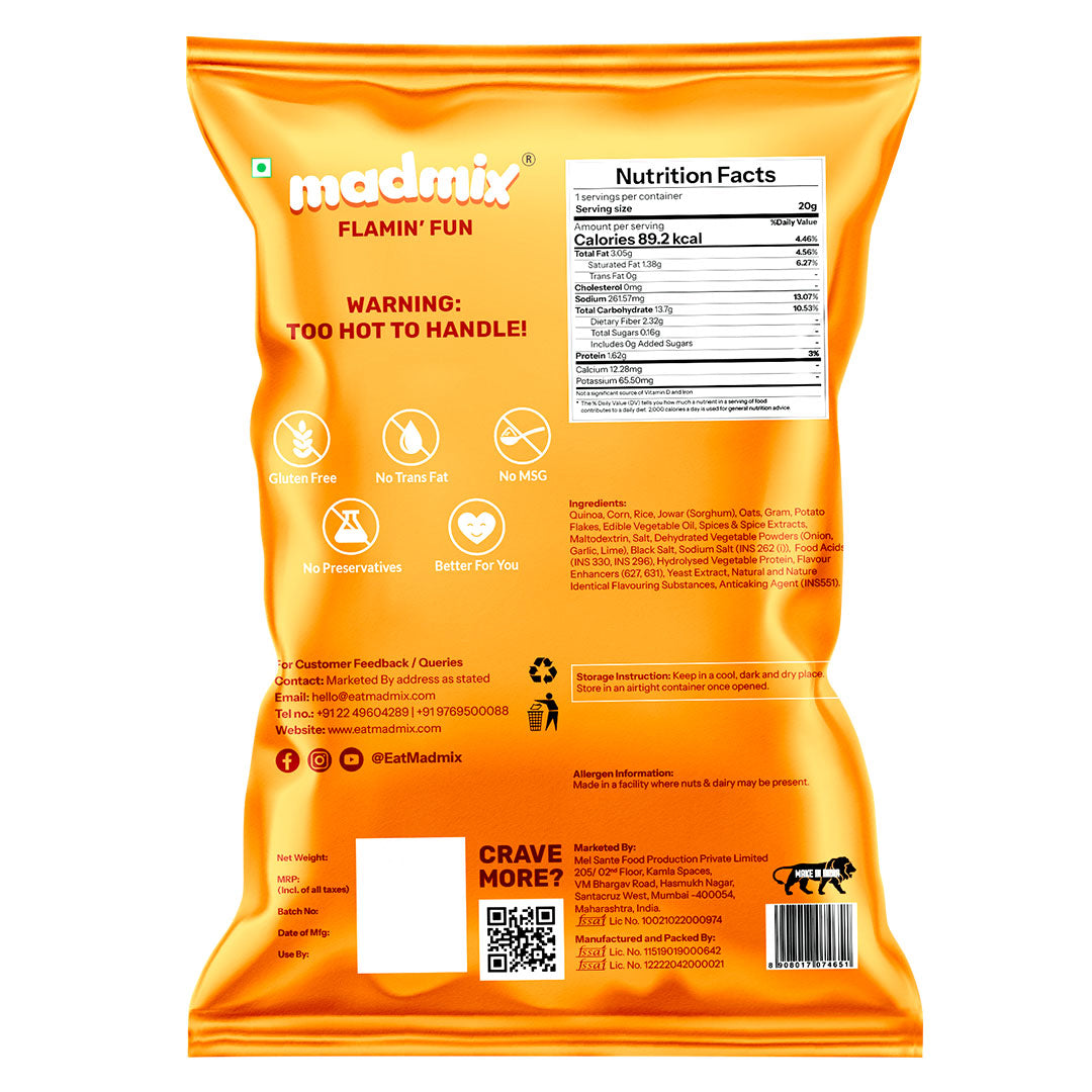 Madmix Quinoa Millet Puffs Flamin Fun, 50g