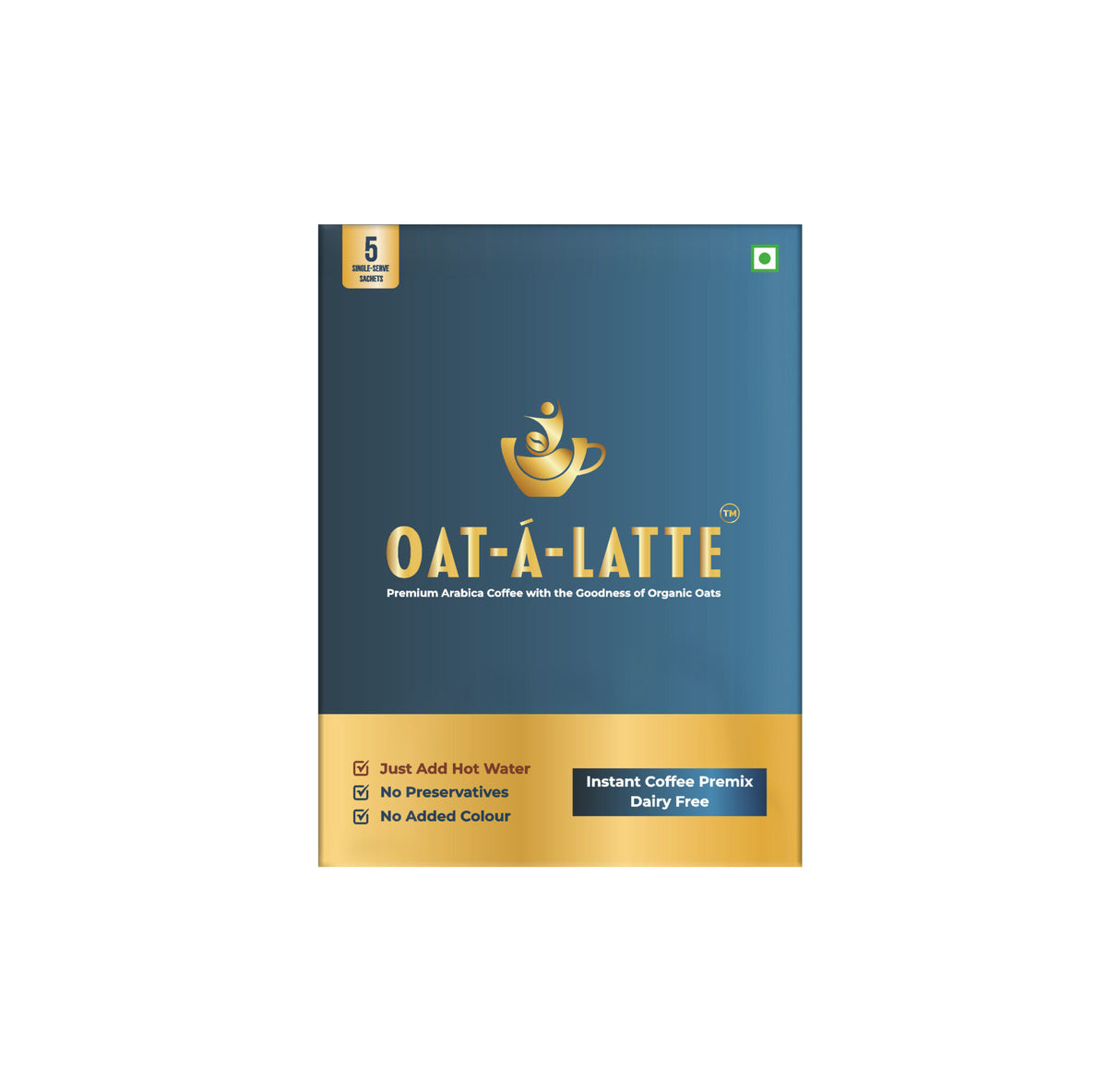 Oat-A-Latte Premium Instant Coffee Premix, 125g (Plant-Based| Box of 5 single-serve sachets of 25 gms each)