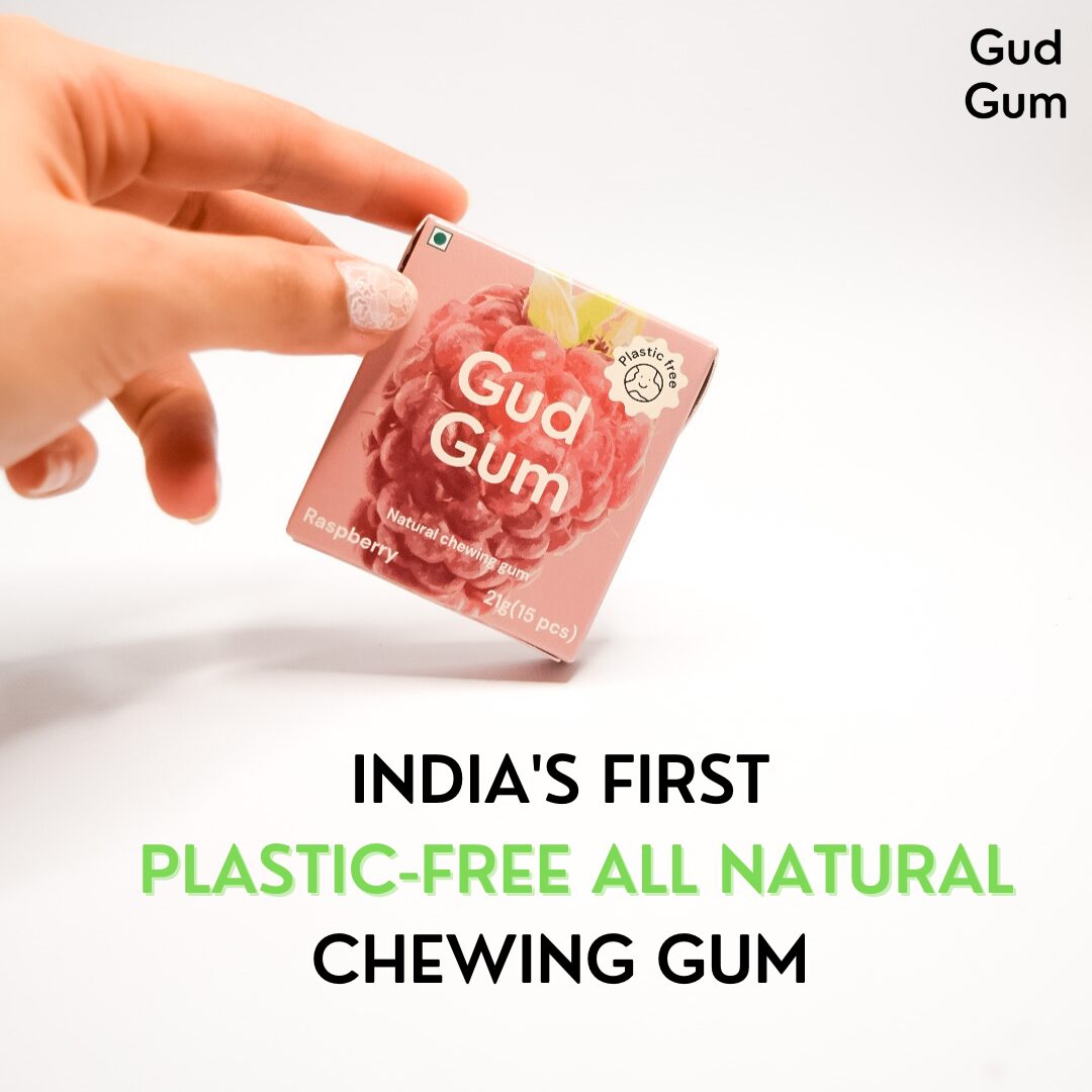 Gud Gum Raspberry Chewing Gum, 21g (Plastic-Free, Sugar-Free, Biodegradable)