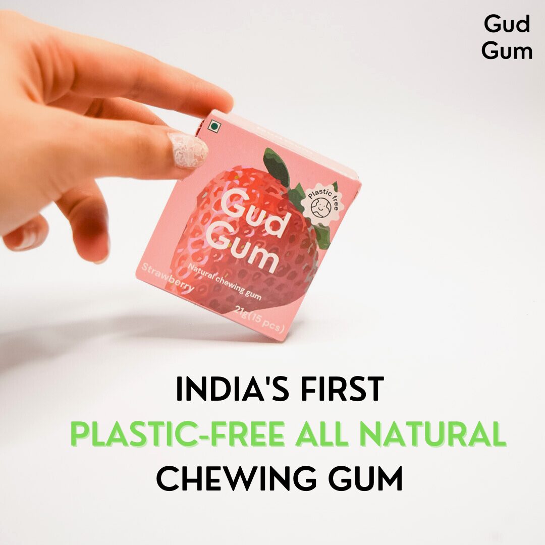 Gud Gum Strawberry Chewing Gum, 21g (Plastic-Free, Sugar-Free, Biodegradable)