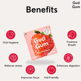 Gud Gum Strawberry Chewing Gum, 21g (Plastic-Free, Sugar-Free, Biodegradable)