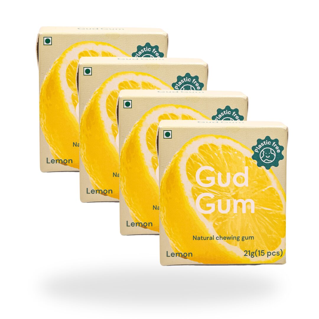 Gud Gum Lemon Chewing Gum, 21g (Plastic-Free, Sugar-Free, Biodegradable)