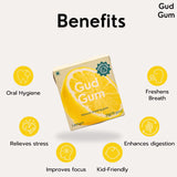 Gud Gum Lemon Chewing Gum, 21g (Plastic-Free, Sugar-Free, Biodegradable)