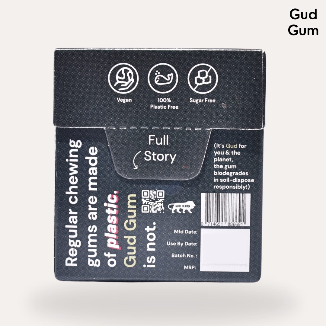 Gud Gum Charcoal Mint Chewing Gum, 21g