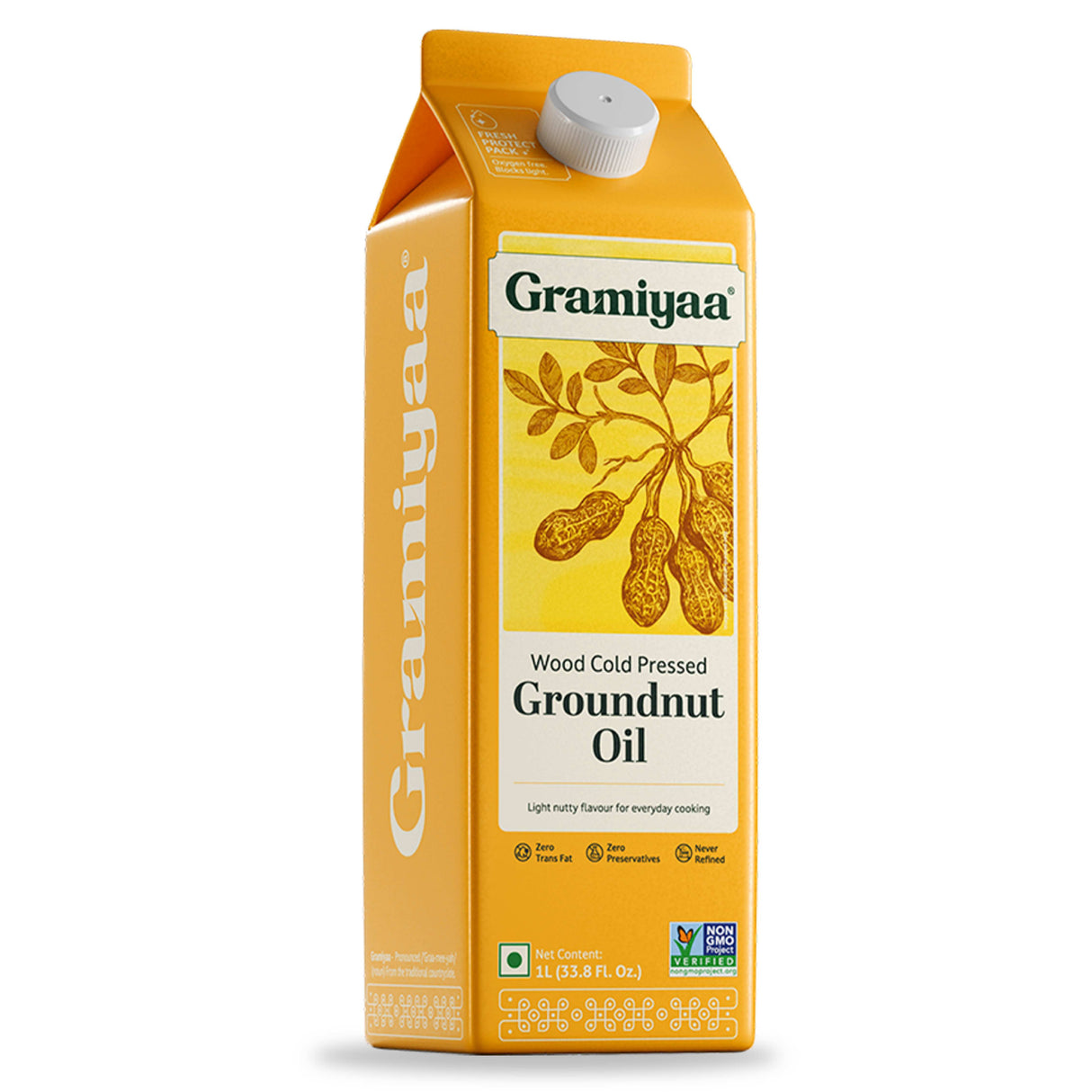 Gramiyaa Groundnut Oil - Wood Cold Pressed Oil 1L