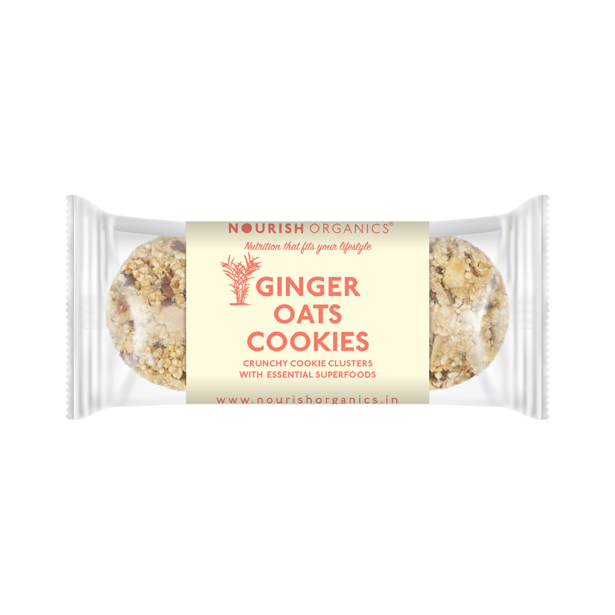 Nourish Organics Ginger Oats Cookies, 120gm (Rich in Fibre | Wheat Free | No Refined Sugar)