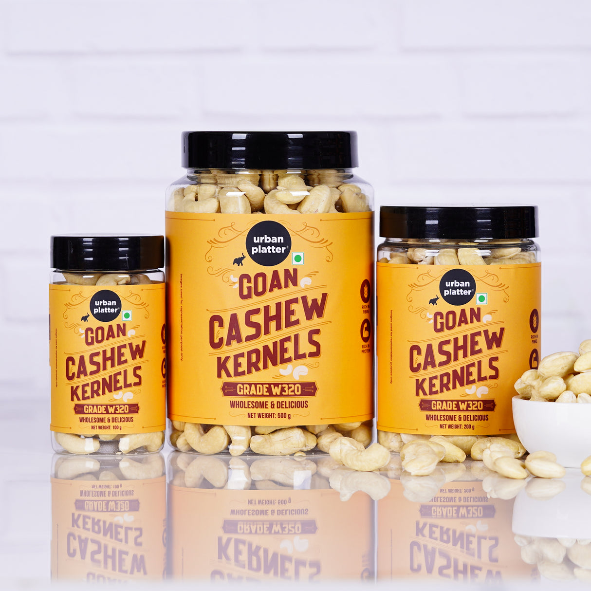 Urban Platter Goan Cashew Kernels (Grade W320), 500g (Rich in Protein, Source of Fiber, Crunchy & Delicious, Stored in Refrigeration for Long Lasting Freshness)