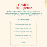 Urban Platter Golden Indulgence Diwali Gift Hamper – Assorted Mukwas (Calcutta Paan, Gujarati Royal & Everyday, Gulaab Kharek), 1 Festive Greeting Card – Perfect Corporate & All-Occasion Gifting