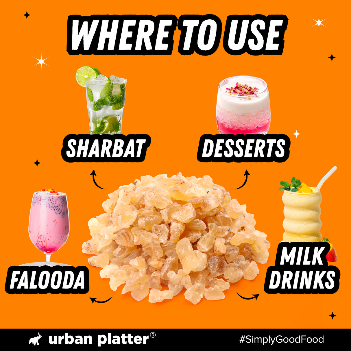 Urban Platter Gond Katira Crystals, 300g ( Traditional Cooling Ingredient, Badam Pisin, Edible Gum)