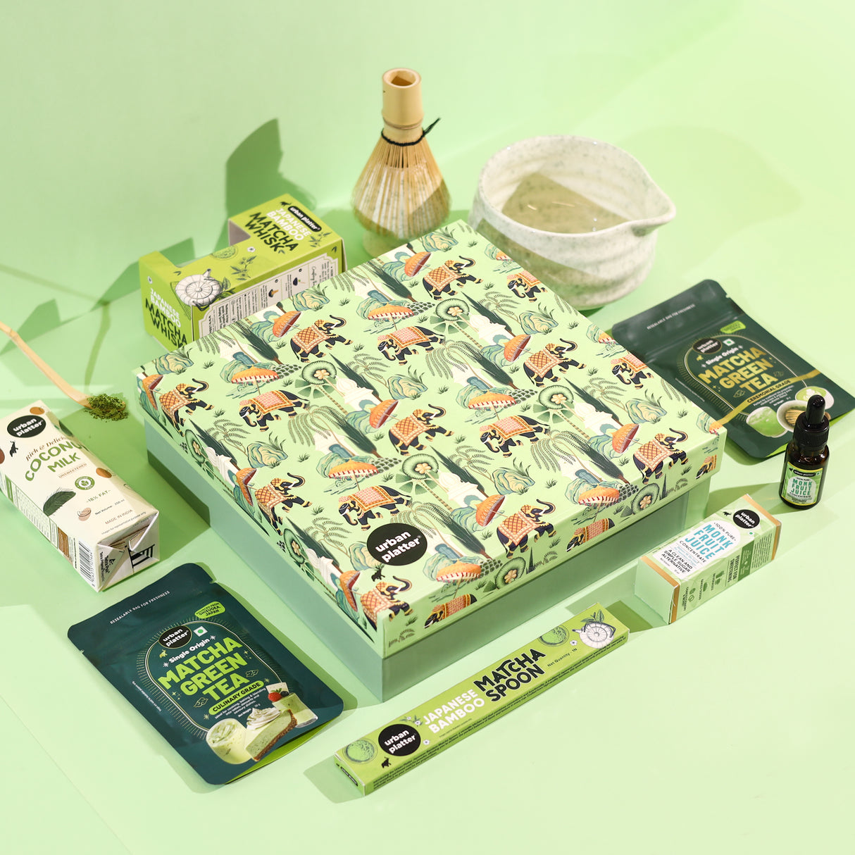 Urban Platter Zen Matcha Box (Japanese Tea Ritual Inspired | Premium Matcha & Wellness Delights | Elegant Green Keepsake | Perfect for Mindful Gifting)