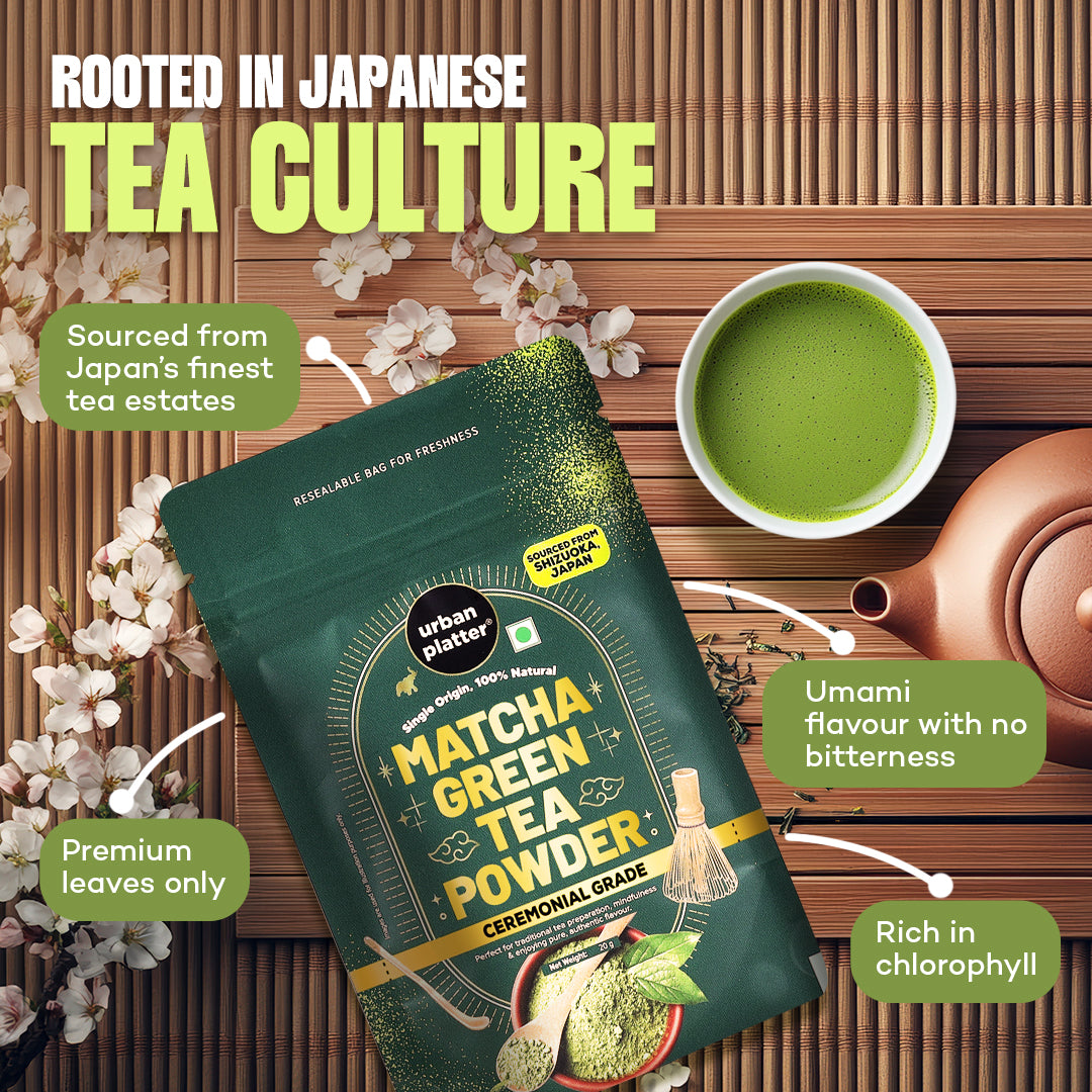 Urban Platter Japanese Ceremonial-grade Matcha Green Tea Powder, 20g (First-harvest leaves | Premium-grade | Stone-Ground)