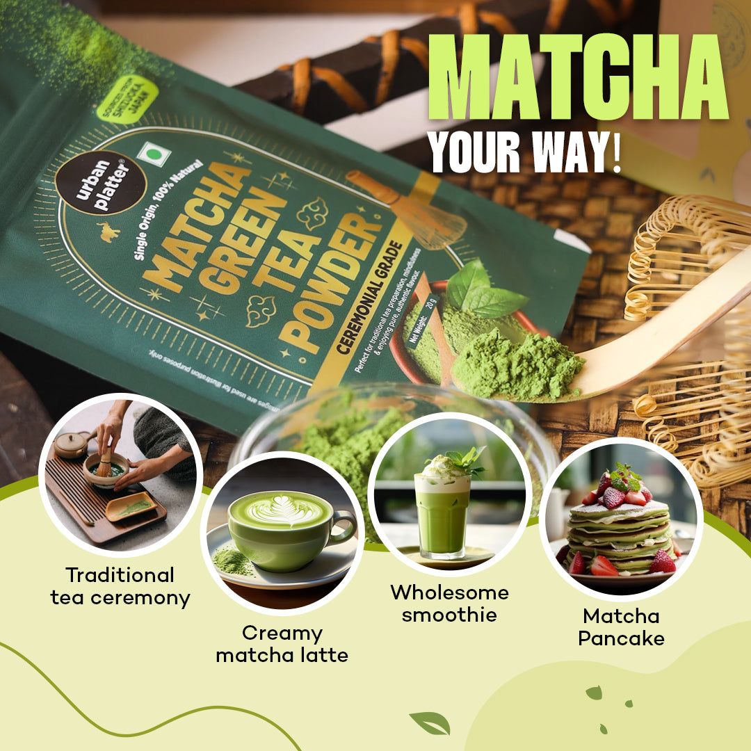 Urban Platter Japanese Ceremonial-grade Matcha Green Tea Powder, 20g (First-harvest leaves | Premium-grade | Stone-Ground)