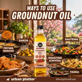 Groundnut Oil, 1L (Cold Pressed Unrefined Oil for Indian Cooking, Sautéing, Frying, Tempering & Everyday Meals)
