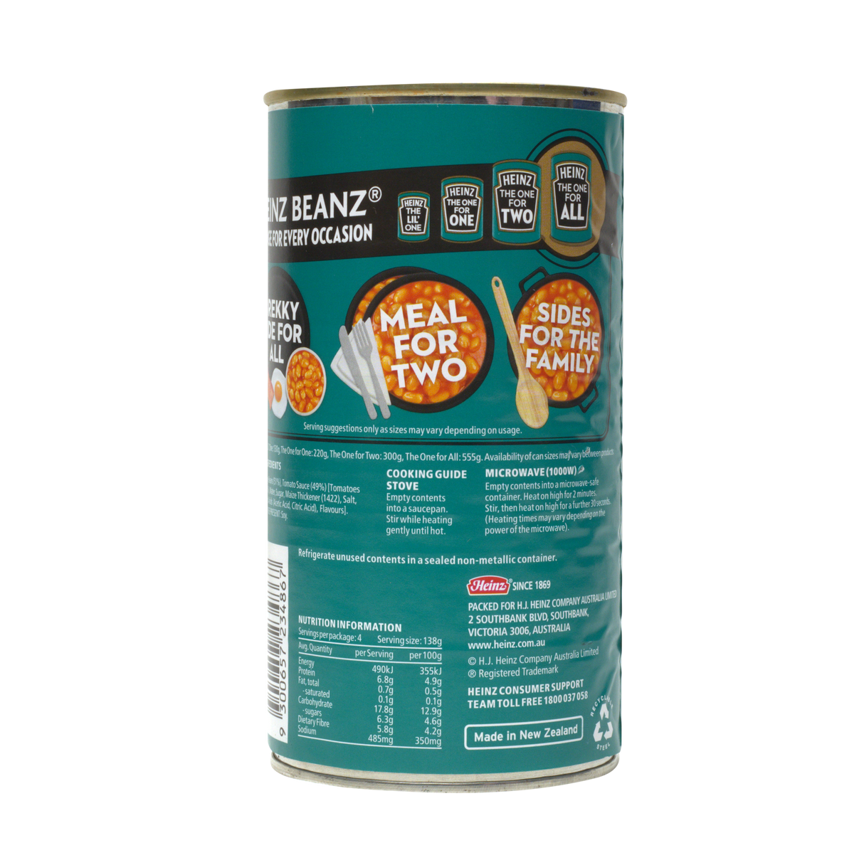 Heinz Baked Beanz, 555g (in Rich Tomato Sauce, High Fiber & Protein, Ready-to-Eat Beans)