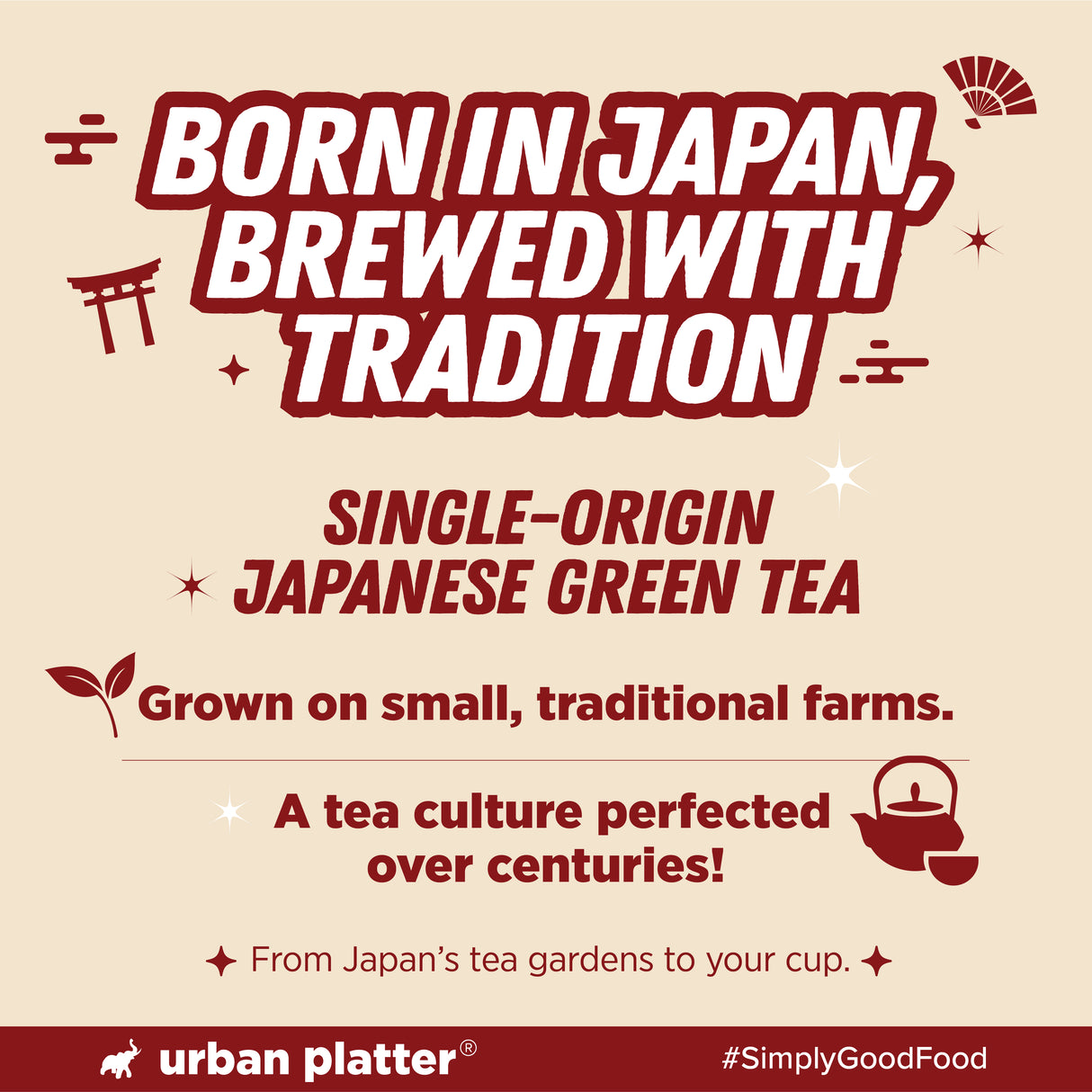 Urban Platter Japanese Hojicha Green Tea, 20g (Low Caffeine, Roasted Green tea, Coarsely Ground for the perfect brew.)